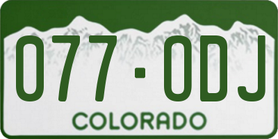 CO license plate 077ODJ