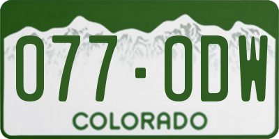 CO license plate 077ODW