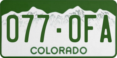 CO license plate 077OFA