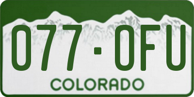 CO license plate 077OFU
