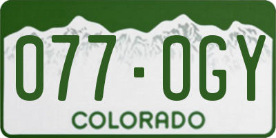 CO license plate 077OGY