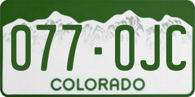 CO license plate 077OJC
