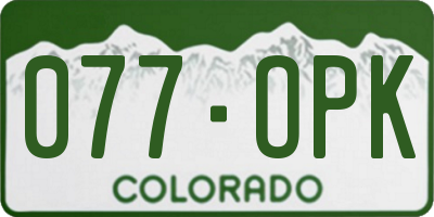 CO license plate 077OPK