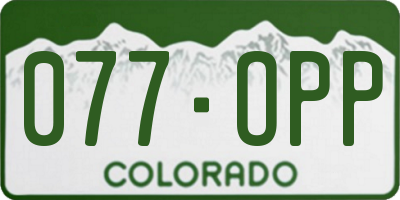 CO license plate 077OPP