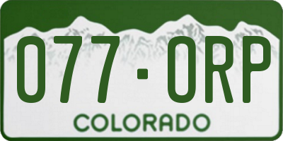 CO license plate 077ORP