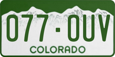 CO license plate 077OUV