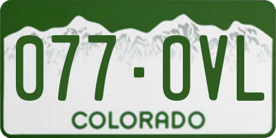 CO license plate 077OVL