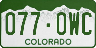 CO license plate 077OWC