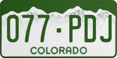 CO license plate 077PDJ