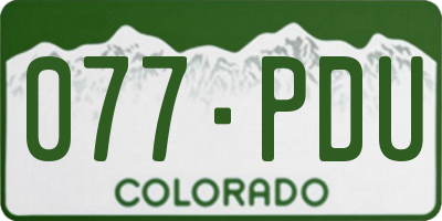 CO license plate 077PDU