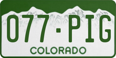 CO license plate 077PIG