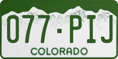 CO license plate 077PIJ