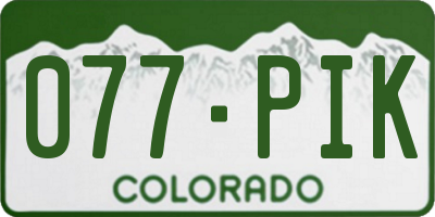 CO license plate 077PIK