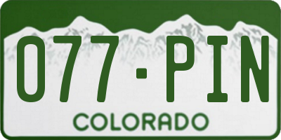 CO license plate 077PIN
