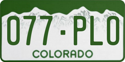 CO license plate 077PLO
