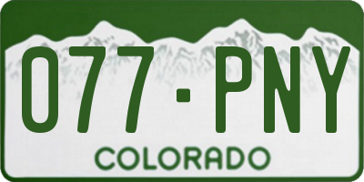 CO license plate 077PNY