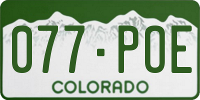 CO license plate 077POE