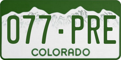 CO license plate 077PRE