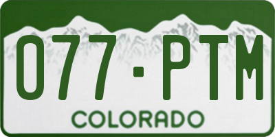 CO license plate 077PTM