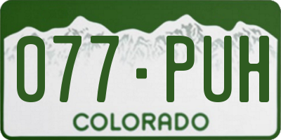 CO license plate 077PUH