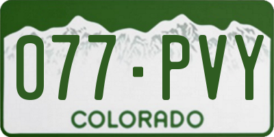 CO license plate 077PVY