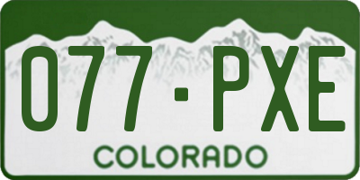 CO license plate 077PXE