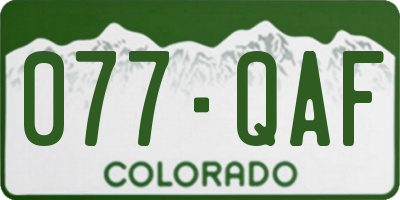 CO license plate 077QAF