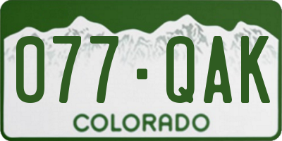 CO license plate 077QAK