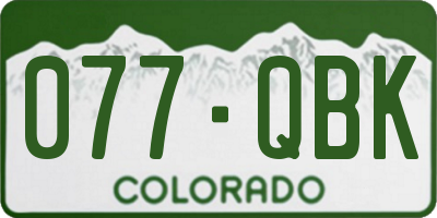 CO license plate 077QBK