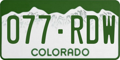 CO license plate 077RDW