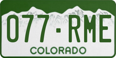 CO license plate 077RME