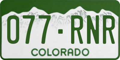 CO license plate 077RNR