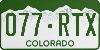 CO license plate 077RTX