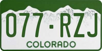 CO license plate 077RZJ