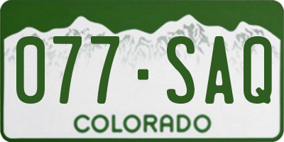 CO license plate 077SAQ