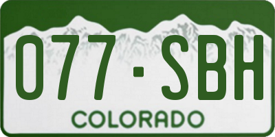 CO license plate 077SBH