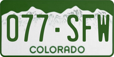 CO license plate 077SFW