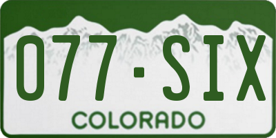 CO license plate 077SIX