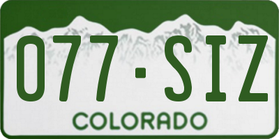 CO license plate 077SIZ