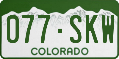 CO license plate 077SKW