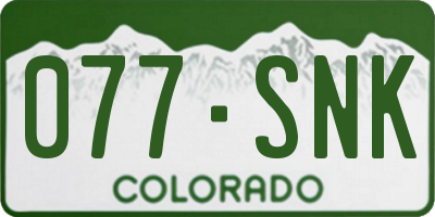 CO license plate 077SNK