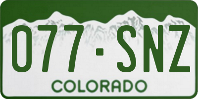 CO license plate 077SNZ