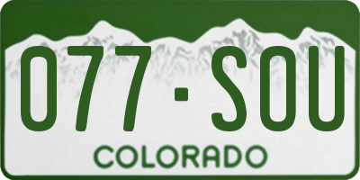 CO license plate 077SOU