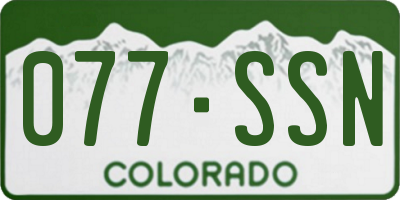 CO license plate 077SSN