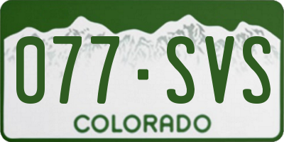 CO license plate 077SVS