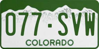 CO license plate 077SVW