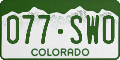 CO license plate 077SWO