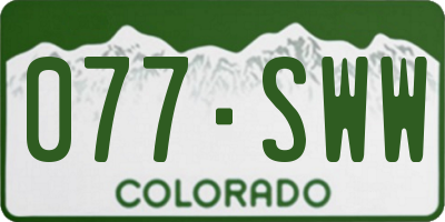 CO license plate 077SWW