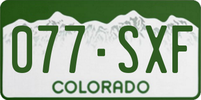 CO license plate 077SXF