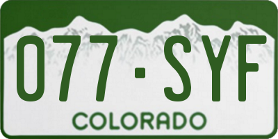 CO license plate 077SYF